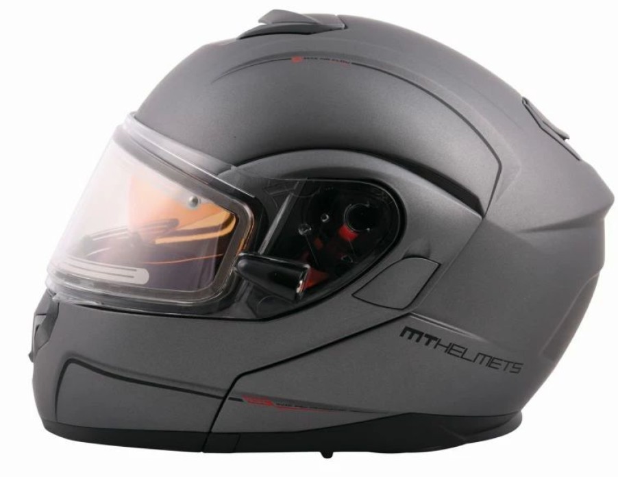 Dirt Bike Helmets * | Mt Helmets Atom Sv Snow Electric Shield Solid Helmet