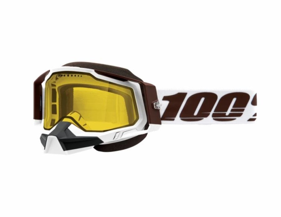 Dirt Bike Goggles * | 100% Racecraft 2 Snowmobile Goggles With Yellow Lens-Brown, White