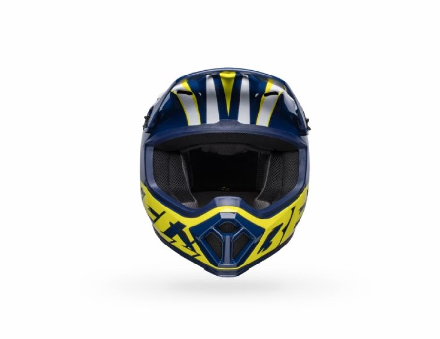 Dirt Bike Helmets * | Bell Mx-9 Mips Spark Gloss Blue/Yellow Helmet